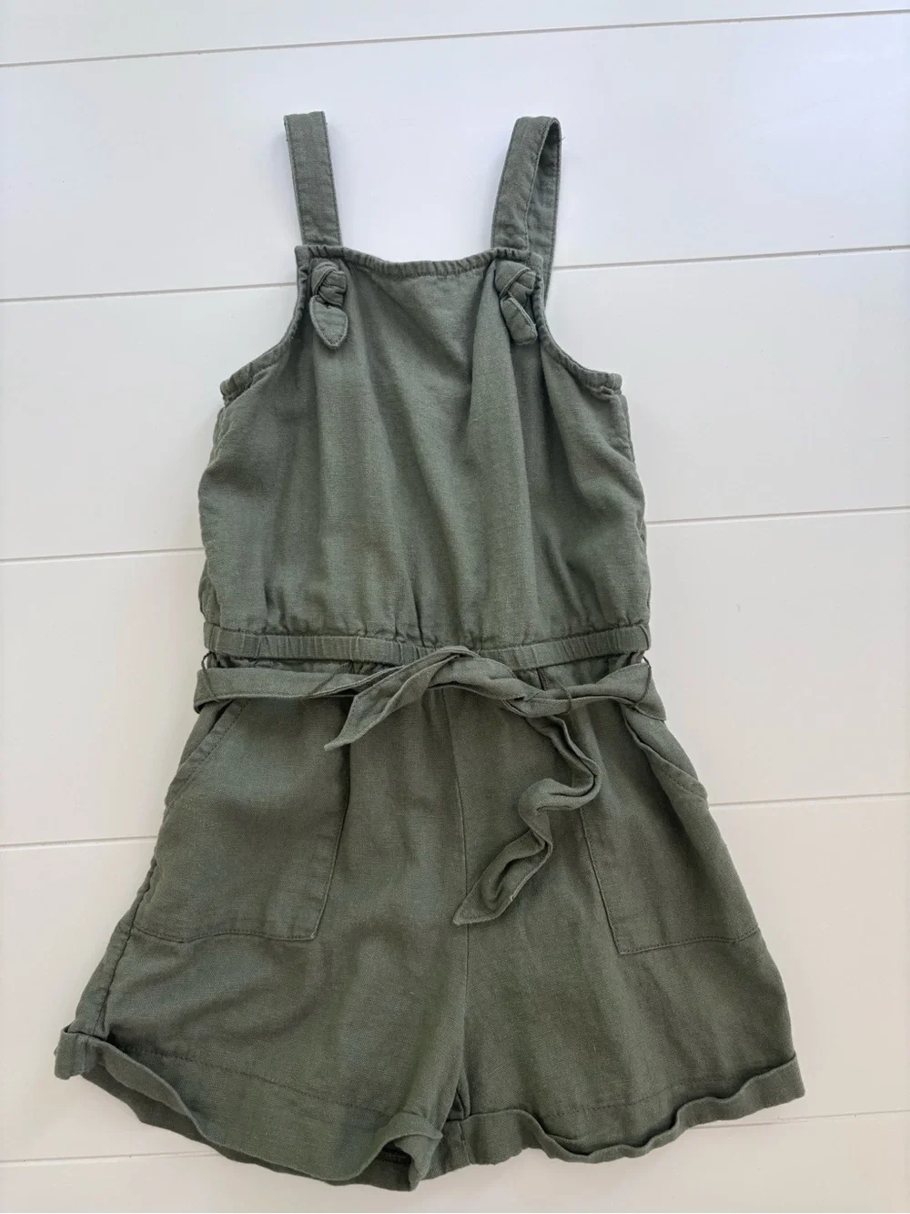 Old Navy Olive Green Linen-Blend Jumpsuit
